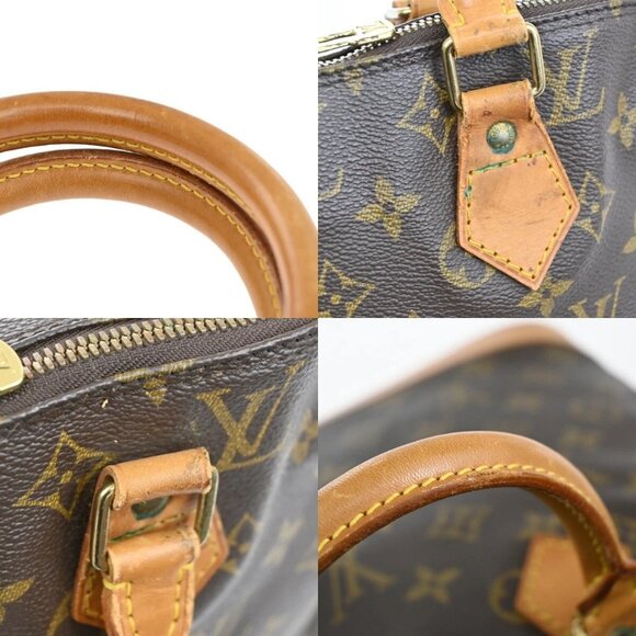 LOUIS VUITTON LV Logo Alma Hand Bag Monogram Leather Brown France M51130 82EE740 - Picture 9 of 16